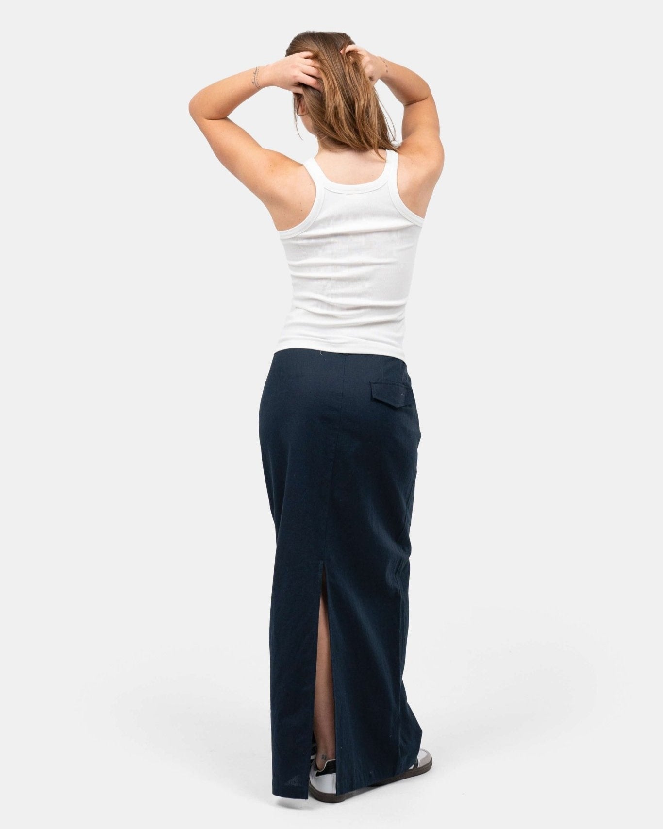 Hør Nederdel Navy | Skagen - clothing.dk